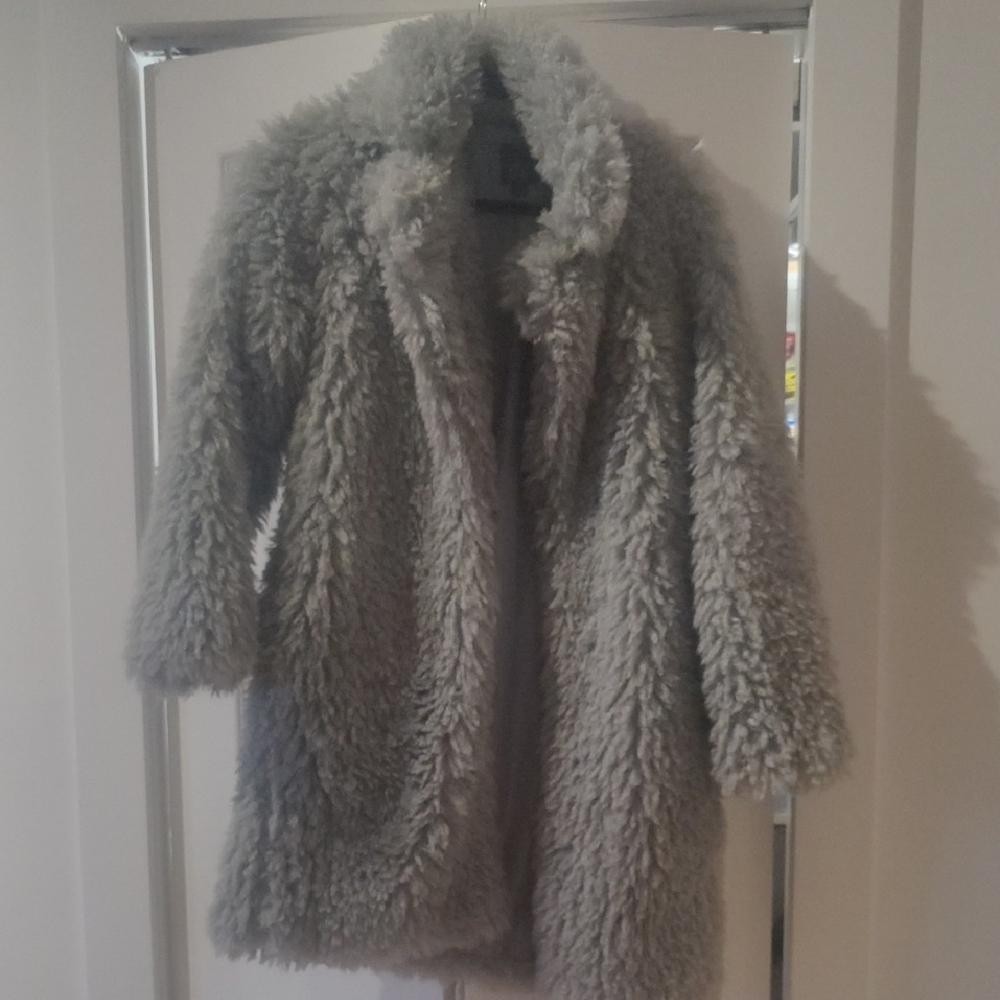 Gray Faux Fur Coat